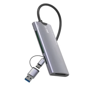 Travel Friendly Aluminum Multiple Card Reader with USB C and USB A USB3.0 Port - Picture 1 of 7