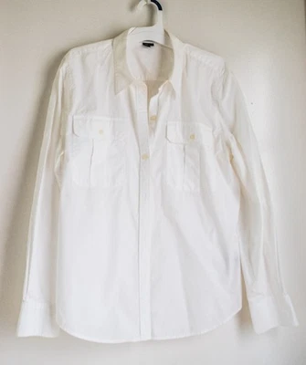 Ralph Lauren  women white solid cotton long sleeve  button shirt Sz L - Image 1 of 4