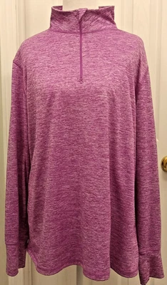 Ideology Athleisure Performance Top Womens 2X Purple Heather 1/4-Zip Pullover - Image 1 of 4