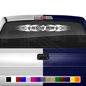 #114 RESCUE MOM Dog Paw Print Decal Sticker Windshield Window Vinyl Banner Car - Picture 1 of 5