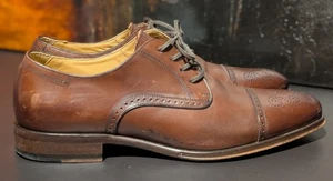 Zapatos Johnston Murphy Oxford Oxford Cuero Marrón Gorra Redonda Punta Brogue Con Cordones Talla 9M - Imagen 1 de 15