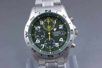 [Casi COMO NUEVO] SEIKO Cronógrafo 7T92-0DX0 Fecha Verde Reloj de Cuarzo para Hombre de JAPÓN Foto 1 de 4