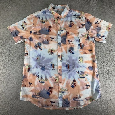 Рубашка Billabong гавайская оранжевая синяя тропический патриотический принт Aloha мужская размер XL для серфинга - Изображение 1 из 4