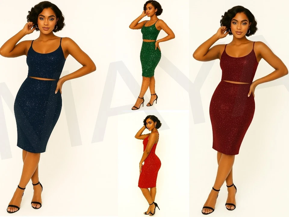 Girls Women's evening skirts going out Party Skirts Glitter Stretchy Fit Outfit - Image 1 of 1