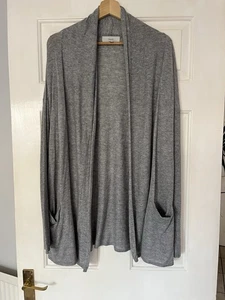 Next Size 14 Grey Long Cardigan - Long Sleeves - Merino Wool Blend - Picture 1 of 8