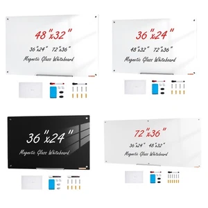 Uimoso Magnetic Glass Whiteboard Dry-Erase Board 36x24/72x36/48x32" Wall Mounted - Picture 1 of 50