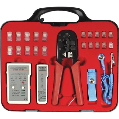 Ethernet Cable Tester Kit with RJ45 RJ11 RJ12 Crimper Tool CAT5e CAT6 Test - Image 1 of 4