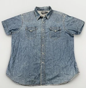 Vintage Polo Ralph Lauren Herren Hemd XL Western Denim Pearl Snap Cowboy Ranch - Bild 1 von 12