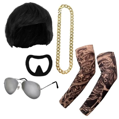 IBIZA FINAL BOSS DELUXE COSTUME ACCESSORY SET FUNNY VIRAL WIG GLASSES SLEEVE - Image 1 of 4