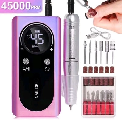 Elektrische Nagelfräser 45000 U/min Nagelfeile Maniküre Profi Pediküre Set Bits✅ - Bild 1 von 4