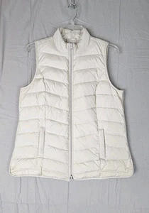 J Jill Petite Größe Large elfenbeinfarbene gesteppte gefütterte Weste Reißverschluss Seiten & Taschen  - Bild 1 von 8