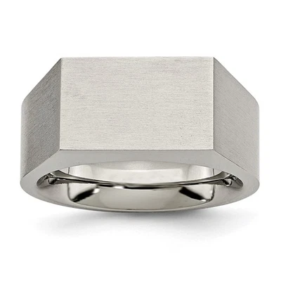 Titanium Brushed and Polished Signet Ring Size 9 for Men's - Image 1 of 4