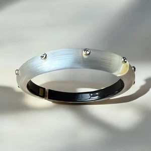 ALEXIS BITTAR 9mm silver Lucite Rhinestone Magneti Bangle 7” Bracelet gift stack - Picture 1 of 8