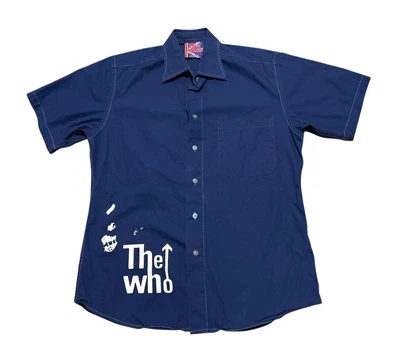 Vintage The Who 2004 Button Up Shirt Mens M Embroidered Rock Band Short Sleeve - Image 1 of 4