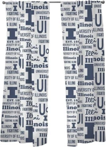 Illinois Fighting Illini Window Curtain Panels – Set of 2 (82" x 63") - Picture 1 of 1