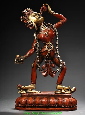 10'' Old Tibet Red Copper Gilt Buddhism Vajravarahi Dorje Phakmo Buddha Statue - Image 1 of 4