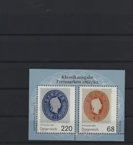 2017 Österreich ANK 3365 3366 Block 100 Klassikausgabe Nr. 3 Freimarken 1860 - Bild 1 von 1
