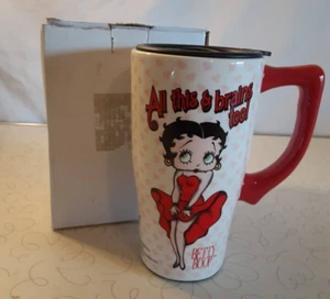 Ceramic Travel Mug Betty Boop 2007 Pink Dots 16 oz - Picture 1 of 3