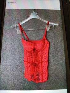 Victoria’s Secret Very Sexy Red Lace Corset Top Size 34B Lingerie Bra Top - Photo 1 sur 1
