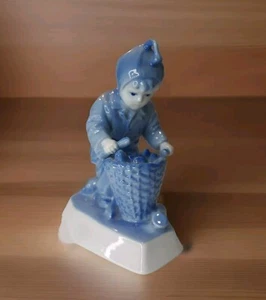 Zsolnay Pecs Hungary Porcelain 6" Boy Child Fire Wood Statue Figure VTG - Picture 1 of 11