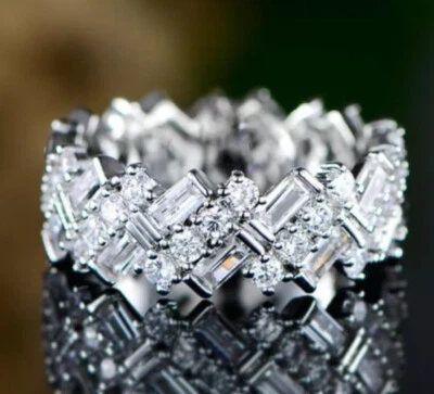 Elegante anillo de compromiso de boda de zafiro enchapado en plata 925 talla 9 Foto 1 de 4