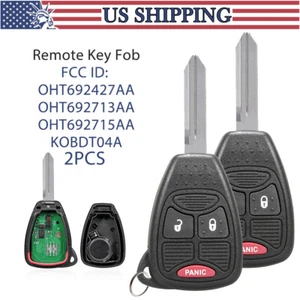 2 For 2006 2007 2008 2009 Dodge Ram Models Keyless Entry Key Car Remote Fob - Picture 1 of 8
