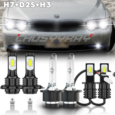 For BMW 745I 745LI 2002-2005 H7+D2S+H3 HID Headlight + LED Fog Light 6000K White - Image 1 of 4
