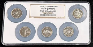 1999-S 5- Coin Clad PROOF Set State Quarters NGC PF69 Ultra Cameo - Picture 1 of 8
