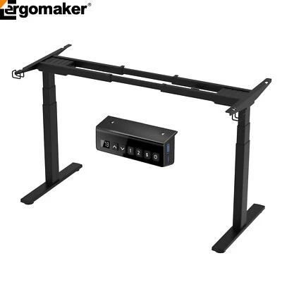 Ergomaker Black Electric Stand Up Desk Frame Dual Motor Standing Adjustable Base