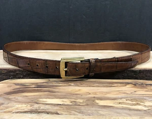 Trafalgar French Burundi Calf Brown Croc Embossed Leather Belt Men’s 36”x 1” USA - Picture 1 of 9