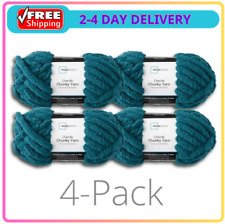 Chunky Chenille Yarn, 31.7 yd, Corsair, 100% Polyester, Super Bulky, Pack of 4