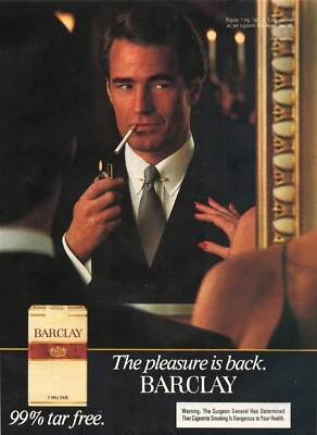 1982 Barclay Kings Cigarettes The Pleasure is Back anuncio sofisticado bien vestido Foto 1 de 2