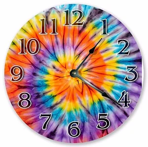 10.5" COLORFUL TIE DYE BOHEMIAN CLOCK - Large 10.5" Wall Clock - Home Decor 3360 - Picture 1 of 3