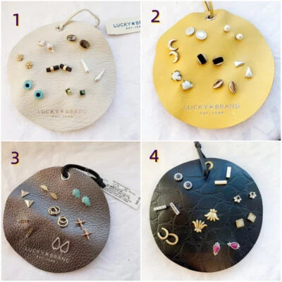 Lucky Brand Summer Leather Stud Earrings Set of 7 Pairs Earrings BNWT - Image 1 of 4