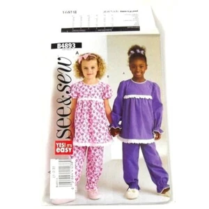 Butterick B4893 Sewing Pattern Pajamas Size A 1 2 3 Uncut Tops And Bottoms - Picture 1 of 2