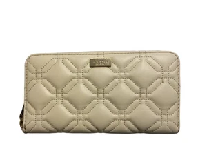 Neu mit Etikett Kate Spade Astor Court Neda gesteppte Geldbörse aus Leder mit Reißverschluss WLRU1240 Knochen - Bild 1 von 4