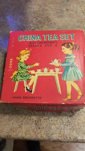 Vintage Miniature Child Toy China Porcelain Wild Wheat Set in original Box Japan - Picture 1 of 9