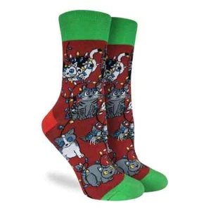 Calcetines cortos Christmas Light Gats para mujer talla 9-11 buena suerte novedad moda nuevos - Imagen 1 de 1