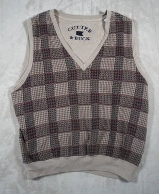 Cutter & Buck Vintage Men's Sweater Vest V-Neck Golf Made USA Size L - Image 1 of 4