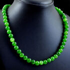 260.00 Cts Natural Green Jade Round Shape Beads Single Strand Necklace NK 29E95