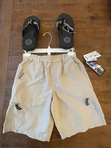 NEW Maui & Sons Boys Beige Shorts & Flip-Flop Set Size S (8) FREE SHIPPING! - Picture 1 of 15