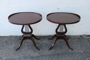 Mahogany Harp Claw Feet Side End Tables A Pair 5439 - Picture 1 of 12