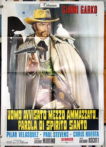manifesto 2F film UOMO AVVISATO MEZZO AMMAZZATO Gianni Garko 1972 western - Picture 1 of 1