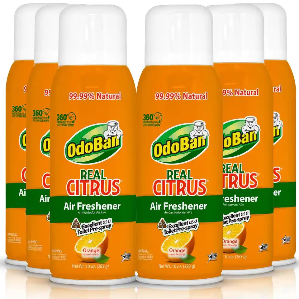 OdoBan Air Freshener Eco-friendly Spray Real Citrus Odor Eliminator 10 Oz Orange