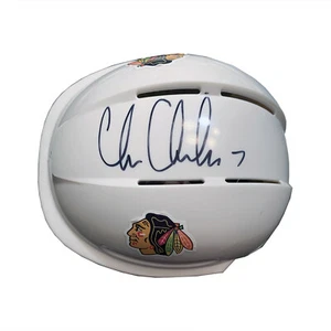 Chris Chelios Blackhawks Signed White Mini-Helmet - Picture 1 of 1