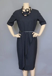 ** Abito midi Max Mara a righe taglia 12 con cintura in pelle prezzo al pubblico consigliato $ 1.090 - Foto 1 di 8
