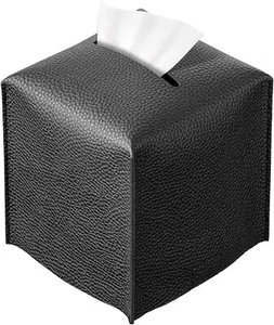 Tissue Box Cover Halter, quadratisch mit Bodengurt 5x5x5 - Farbe: schwarz - Bild 1 von 4