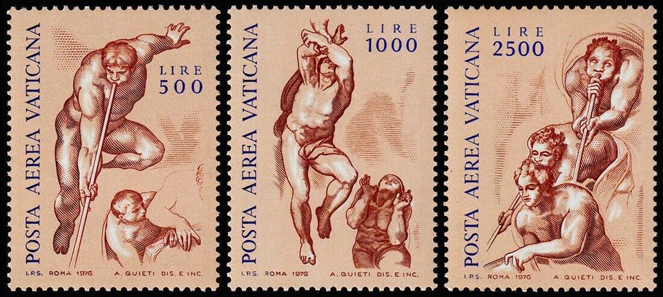 Frescos de Miguel Ángel Vaticano #Mi675-Mi677 MNH 1976 [C60-C62] Foto 1 de 1