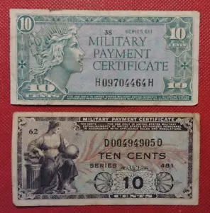 2 Military Payment Certificates 10c (B152) - Picture 1 of 5