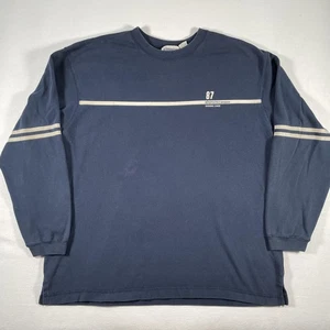 Vintage Aeropostale 87 Shirt Mens XL Blue Long Sleeve Crewneck Stripe Preppy Y2K - Picture 1 of 11